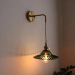 Copper Glass Pull Chain LED Wall Sconce for Indoor Living Room Stairway Lighting