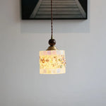 Glass LED Pendant Lights Walnut Wood Adjustable Hanging Lamp