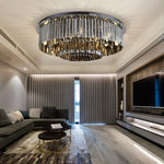 Smoky Grey Crystal Ceiling Light for Living Room Bedroom LED Ambiance