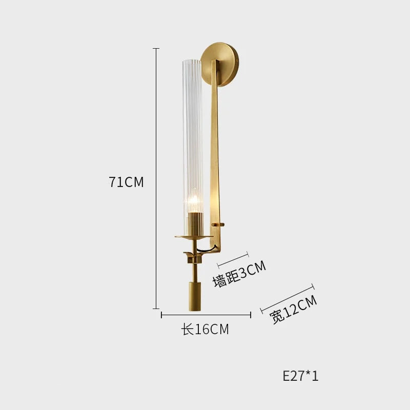 Nordic Iron Glass LED Wall Sconce Lamp for Luxury Living Room Bedroom Lighting