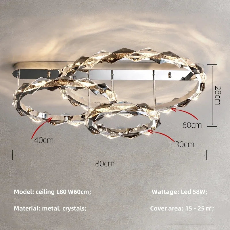 Crystal Chandelier Pendant Light - Dimmable Modern Luxury LED Chrome Luminaria