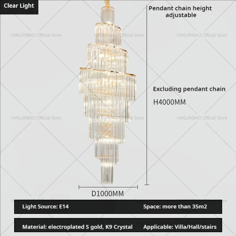 Crystal Chandelier for Penthouse Villa Living Room - Modern Light Luxury Design