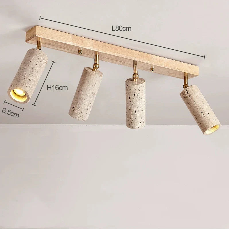 Stone Ceiling Lamp Spot Light Adjustable Angle Wood Base