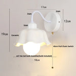 Afralia™ Glass Iron LED Wall Sconce Pull Chain Switch White Stair Light