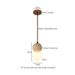 Wabi Sabi Yellow Travertine Conical Stone LED Pendant Lamp for Kitchen House