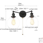 Black LED Wall Sconce 2-Head Lamp for Bedroom Bathroom Mirror