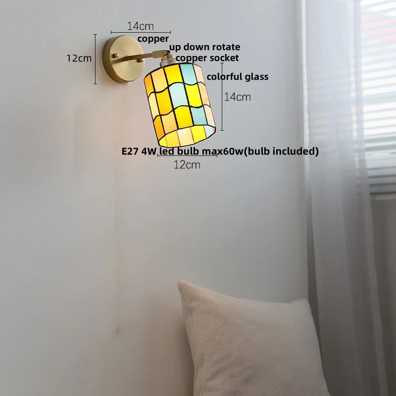 Rotatable Glass LED Wall Lamp with Copper Socket and Pull Chain Switch