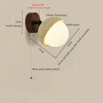 White Glass LED Wall Lamps Pull Chain Yellow Travertine Modern Bathroom Light