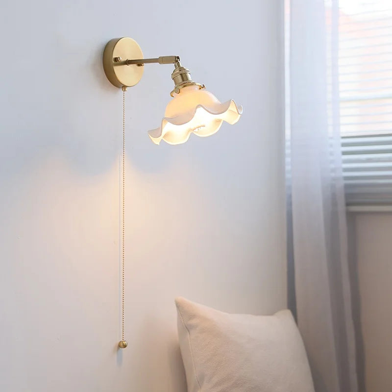 Ceramic LED Wall Lights with Pull Chain Switch for Bathroom Mirror
