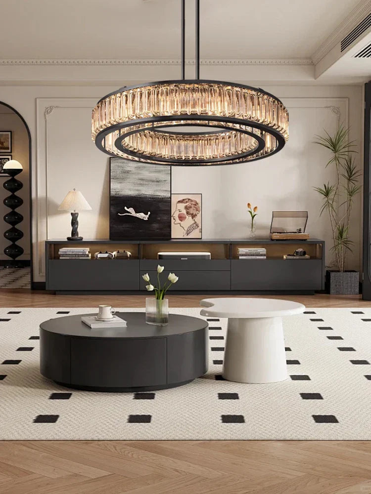 Luxury Black Crystal Chandelier for Elegant Living Room Lighting