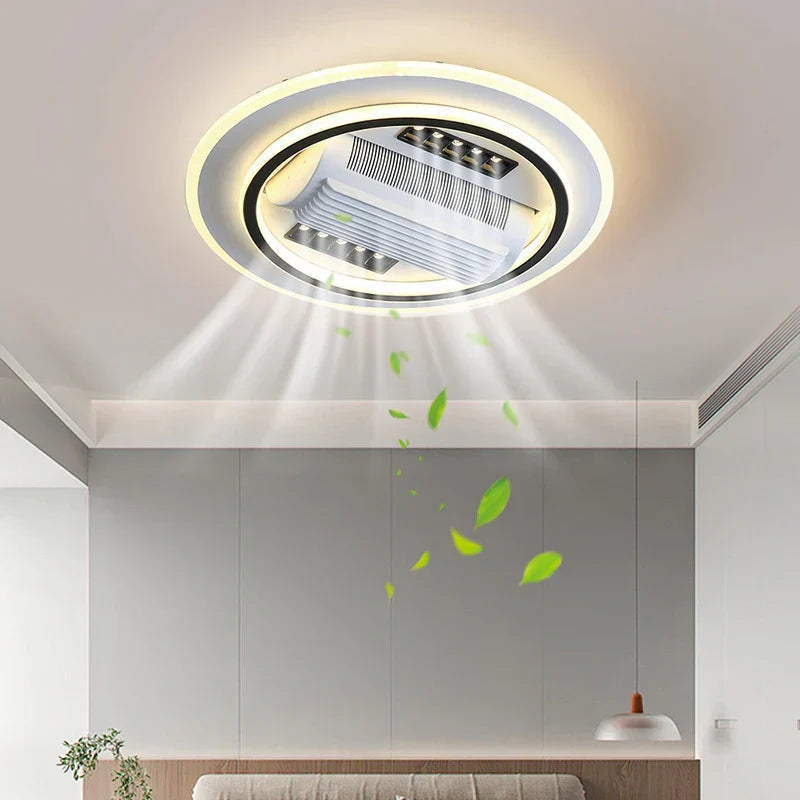 Bladeless LED Ceiling Fan Light: Modern Invisible Fan Lamp for Bedroom & Living Room