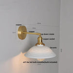 Nordic LED Wall Light Fixture Pull Chain Switch Brass Bedside Lamp