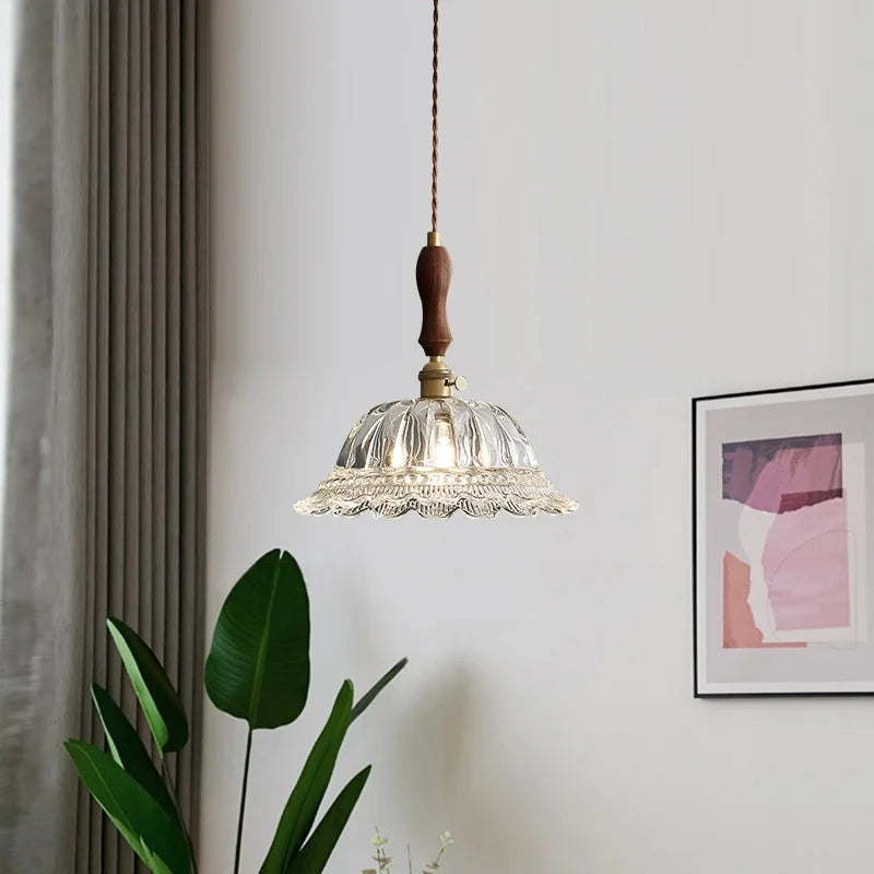 Clear Glass LED Hanging Lamp French Style Pendant Light for Home Decor