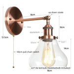 Afralia™ Gold LED Wall Sconces Iron Loft Retro Home Bedroom Lamp