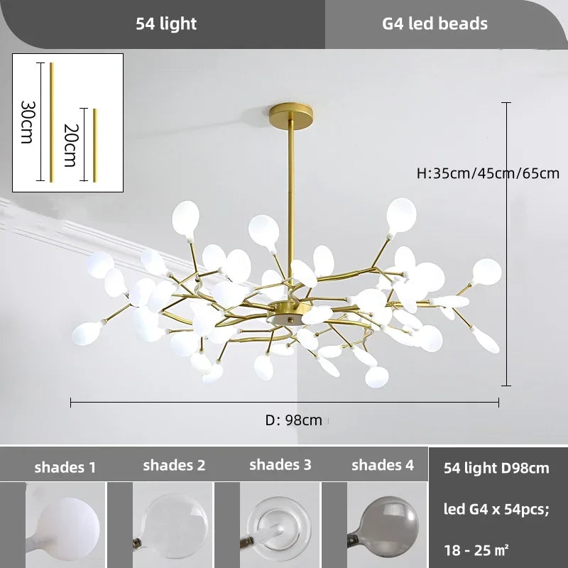 Afralia™ Nordic G4 LED Chandelier: Modern Branch Pendant Light, Gold/Black, Art Decor Lighting