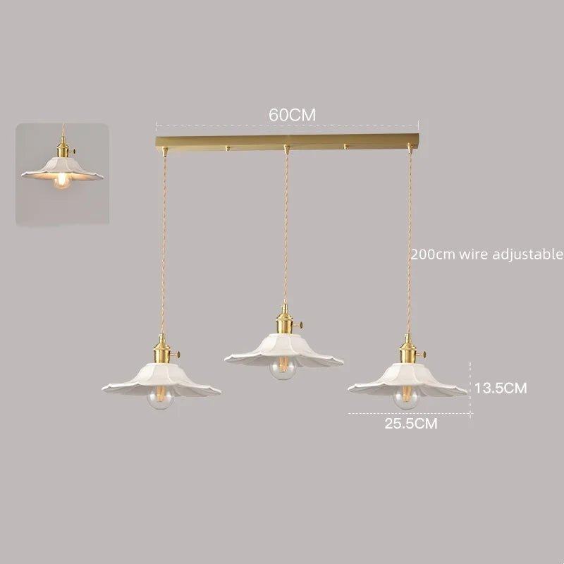 White Ceramic LED Pendant Lamp Modern Hanging Light Fixtures