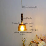 Amber Pendant Light: Nordic Copper Hanging Lamp for Modern Home Decor