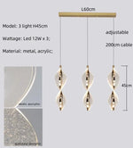 Spiral Gold LED Chandelier Acrylic Pendant Lights for Modern Bedside Stairs