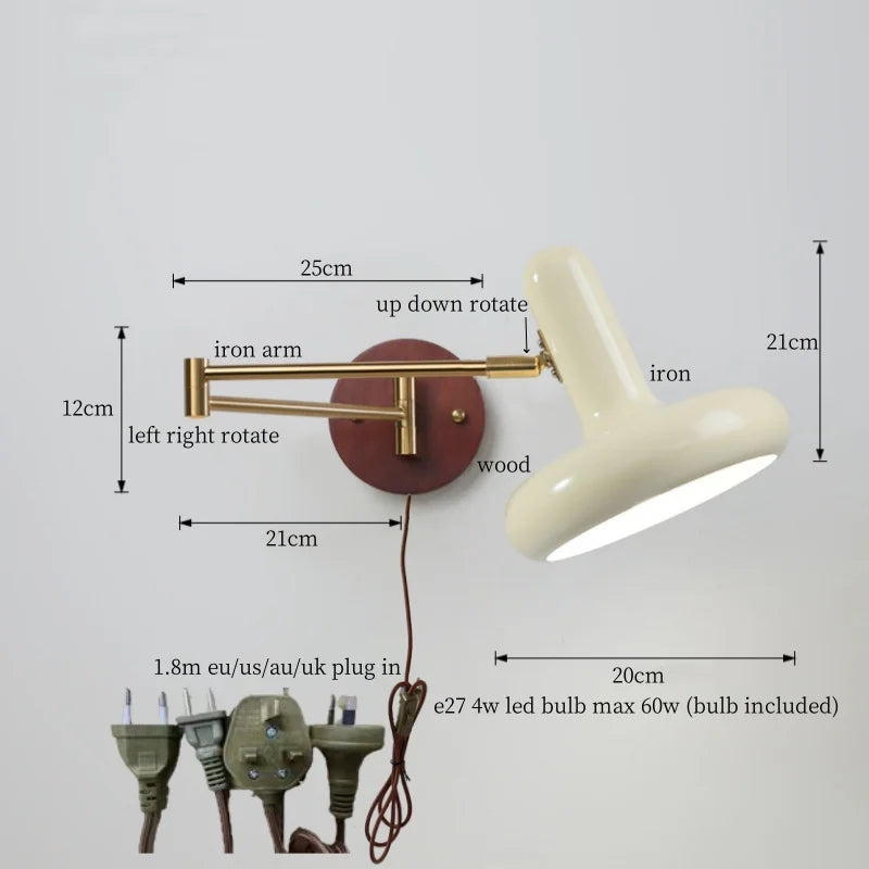 Afralia™ Creamy Iron LED Wall Lamp Bedroom Living Room Bathroom Mirror Stair Light