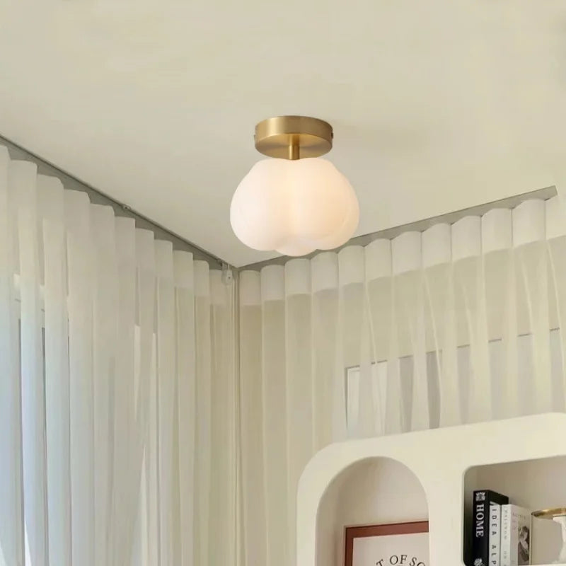 Cotton Shape LED Ceiling Lamp - Cream. Nordic Style, Hallway Balcony Porch Light.