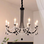 Afralia™ Black Metal Led Candle Chandelier Pendant Lights for Chic Home Decor