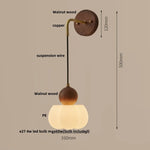 Walnut Wood LED Wall Sconce with Pull Chain Switch for Home Lighting