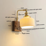 Walnut Ceramic LED Wall Lamp Pull Chain Switch - Modern Bathroom Mirror Light