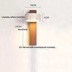 Yellow Travertine Wood Canopy LED Wall Light, Japan Style Bedside Lamp