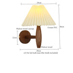 Cream PVC LED Wall Lamps Japanese Walnut Wood Applique Murale