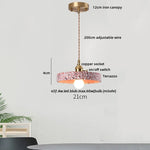 Afralia™ Terrazzo Stone LED Pendant Light - Brown Wood Wabi Sabi Decor