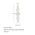 Japanese Cotton Paper Pendant Lamp Wabi Sabi Chandelier with E27 Bulb