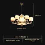 Natural Jade Copper Chandelier Modern Duplex Building Zhongshan Lamps