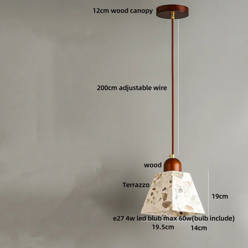 Wood LED Pendant Lamp Japan Style Wabi Sabi Hanging Light Fixtures