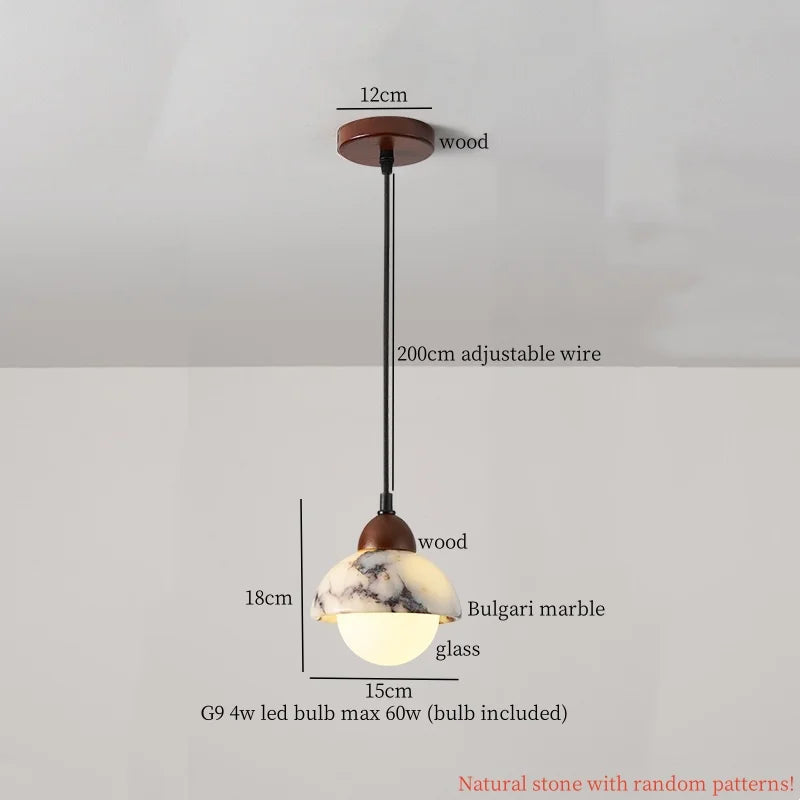 Afralia™ Marble LED Pendant Lights for Kitchen Bedroom Living Room - Nordic Modern Hanging Lamp