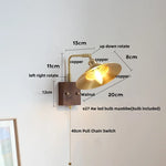Wood LED Wall Light Up Down Rotate Copper Bedside Lamp