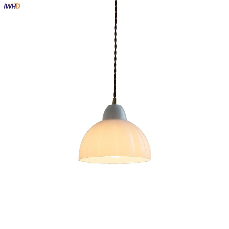 Modern Nordic Glass Pendant Light with Ceramic Socket for Home Decor.