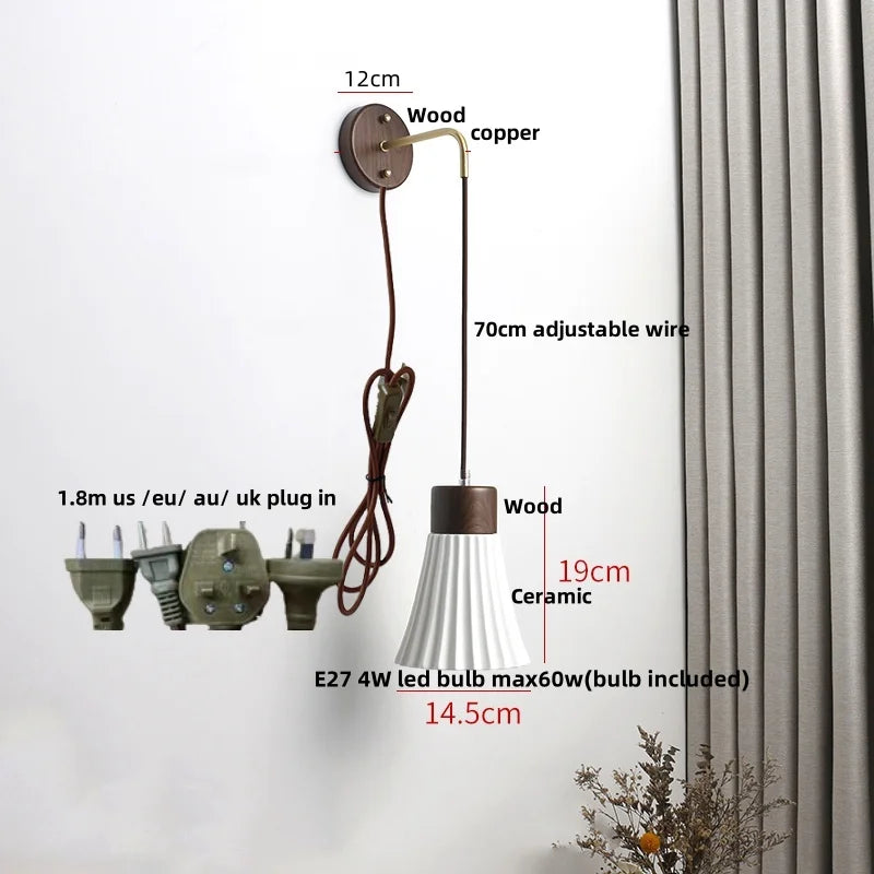 Ceramic LED Wall Lamp Modern Wood Decor Stair Light Fixtures