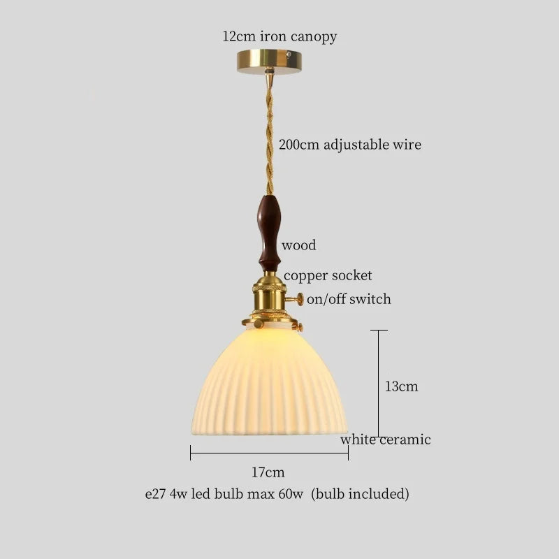 Afralia™ Nordic Style LED Pendant Light with Ceramic Shade for Bar, Dinning Room, Bedroom