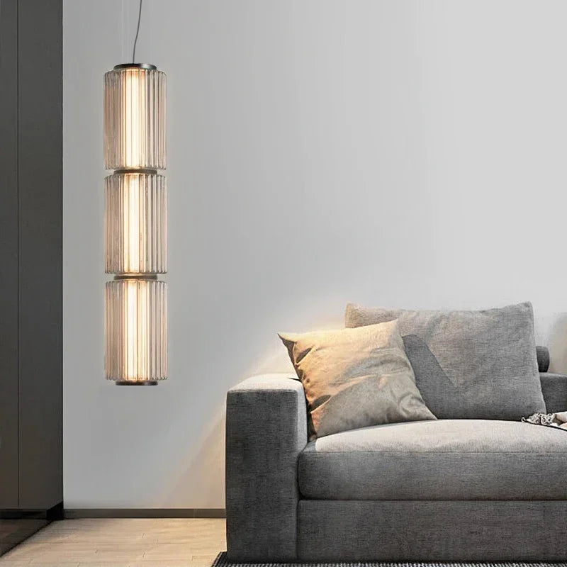 Modern Glass Cylinder LED Pendant Lights for Living Room & Dining Area