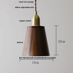 Copper Socket Walnut Wood LED Pendant Light Fixture for Dining Room