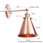 Afralia™ Vintage LED Wall Lights Pull Chain Lens Stair Aisle Bedside Lamp Iron Lightings