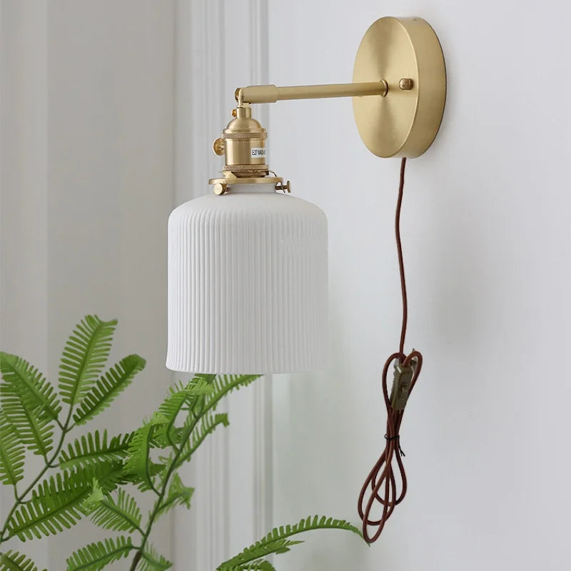 Ceramic Knob Switch Wall Light by IWHD - Modern LED Sconce for Bedroom, Hallway & Bathroom