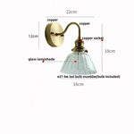 Clear Glass LED Wall Sconce Pull Chain Switch Modern Copper Bedside Lamp
