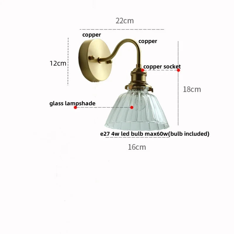 Clear Glass LED Wall Sconce Pull Chain Switch Modern Stair Light