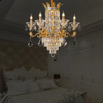 Luxe Crystal Chandelier: Elegant Copper Living Room Dining Candle Light