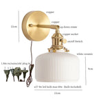 White Ceramic Ball LED Wall Lamp - Japanese Vintage Wall Sconce Lighting