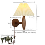 Cream PVC LED Wall Lamps Japanese Walnut Wood Applique Murale