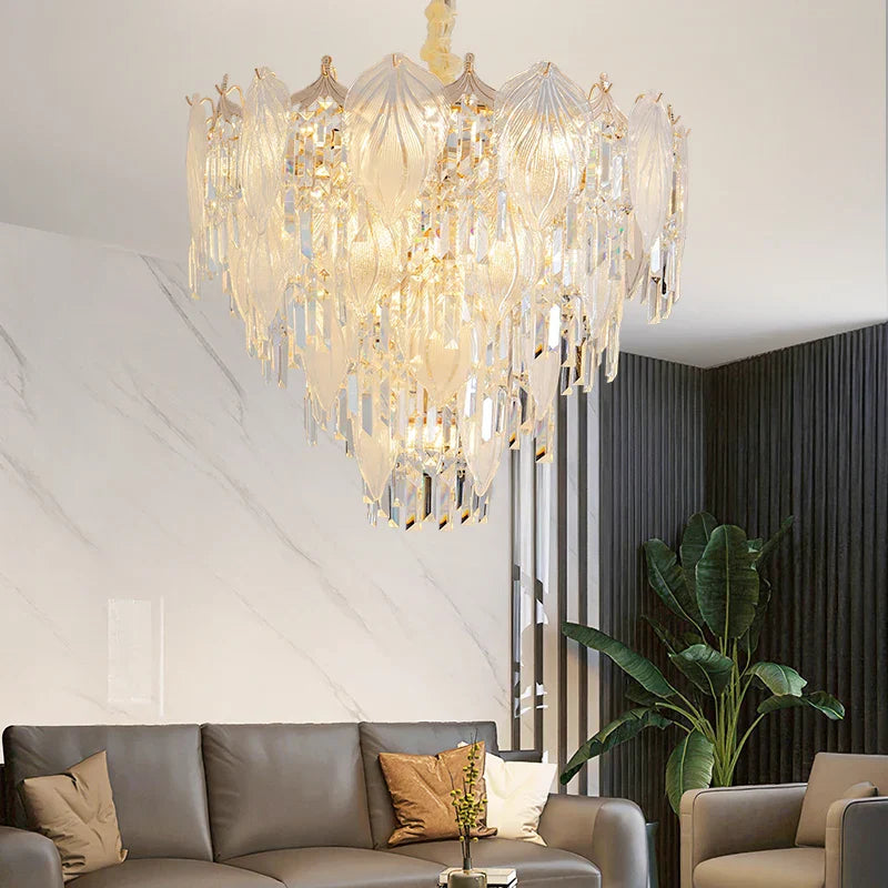 French Crystal Chandelier Cream Wind Lighting Elegant Luxury Lights