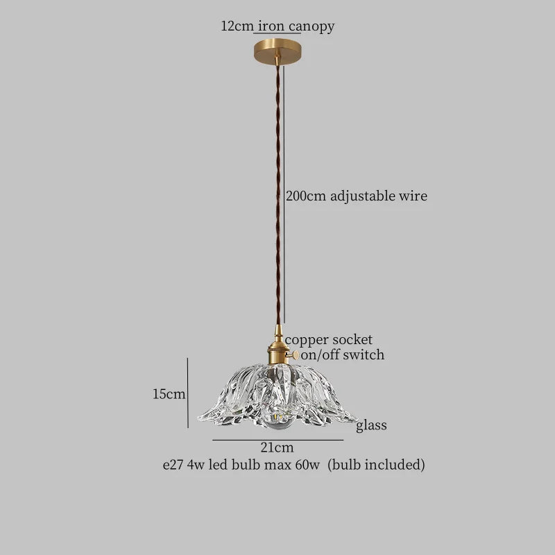 Clear Glass LED Pendant Light for Bedside Living Dining Decor