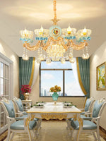 Crystal Chandelier: Chinese Ceramic Living Room Luxe Lighting